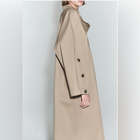 Zara Khaki Buttoned Oversized Trench Coat - Size MEDIUM - NWT *** LAST ONE*** - Picture 6 of 10